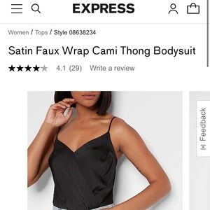 Express Satin Faux Wrap Cami Thong Bodysuit